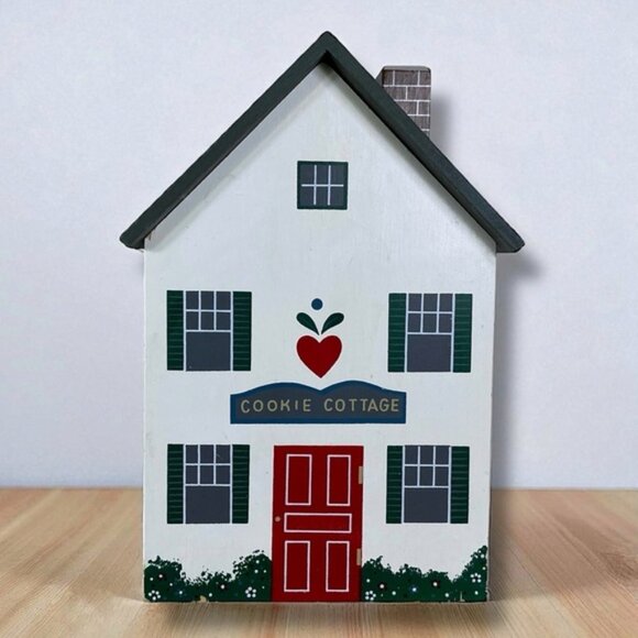 Vintage Other - Vintage Cookie Cottage Canister Hand Painted Wood Container Dutch Farmhouse